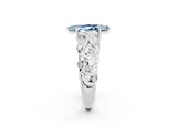 White gold Marquise Cut Solitaire Aquamarine Leaf-Inspired Vine Band Ring with Prong Setting_2