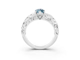 White gold Marquise Cut Solitaire Aquamarine Leaf-Inspired Vine Band Ring with Prong Setting_3