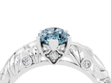 White gold Marquise Cut Solitaire Aquamarine Leaf-Inspired Vine Band Ring with Prong Setting_4
