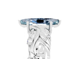 White gold Marquise Cut Solitaire Aquamarine Leaf-Inspired Vine Band Ring with Prong Setting_5