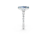 White gold Marquise Cut Solitaire Aquamarine Ring with Pave Band and Four-Prong Setting_2