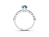 White gold Marquise Cut Solitaire Aquamarine Ring with Pave Band and Four-Prong Setting_3