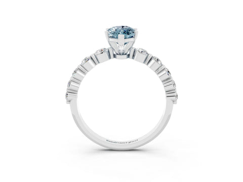 White gold Marquise Cut Solitaire Aquamarine Ring with Pave Band and Four-Prong Setting_3