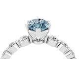 White gold Marquise Cut Solitaire Aquamarine Ring with Pave Band and Four-Prong Setting_4