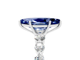 White gold Marquise Cut Solitaire Blue Sapphire Ring with Pave Band and Four-Prong Setting_5