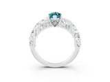 White gold Marquise Cut Solitaire Blue Topaz Leaf-Inspired Vine Band Ring with Prong Setting_3