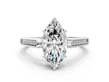 White gold Marquise Cut Solitaire Cathedral Diamond Engagement Ring with Channel-Set Band and Four-Prong Setting_3
