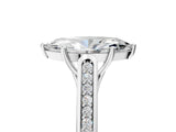 White gold Marquise Cut Solitaire Cathedral Diamond Engagement Ring with Channel-Set Band and Four-Prong Setting_8