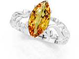 White gold Marquise Cut Solitaire Citrine Leaf-Inspired Vine Band Ring with Prong Setting_1