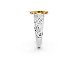 White gold Marquise Cut Solitaire Citrine Leaf-Inspired Vine Band Ring with Prong Setting_2