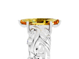 White gold Marquise Cut Solitaire Citrine Leaf-Inspired Vine Band Ring with Prong Setting_5