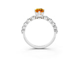 White gold Marquise Cut Solitaire Citrine Ring with Pave Band and Four-Prong Setting_3