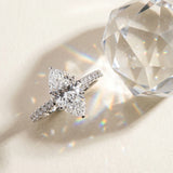 White gold Marquise Cut Solitaire Diamond Engagement Ring with Pave Band and Four-Prong Setting_16