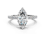 White gold Marquise Cut Solitaire Diamond Engagement Ring with Pave Band and Four-Prong Setting_221