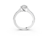White gold Marquise Cut Solitaire Diamond Engagement Ring with Pave Band and Four-Prong Setting_224