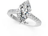 White gold Marquise Cut Solitaire Diamond Engagement Ring with Pave Band and Four-Prong Setting_232