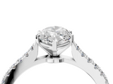 White gold Marquise Cut Solitaire Diamond Engagement Ring with Pave Band and Four-Prong Setting_235