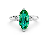White gold Marquise Cut Solitaire Diamond Engagement Ring with Twisted Pave Band and Four-Prong Setting
