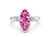 White gold Marquise Cut Solitaire Diamond Engagement Ring with Twisted Pave Band and Four-Prong Setting