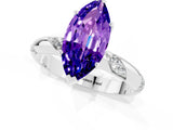 White gold Marquise Cut Solitaire Diamond Engagement Ring with Twisted Pave Band and Four-Prong Setting_1