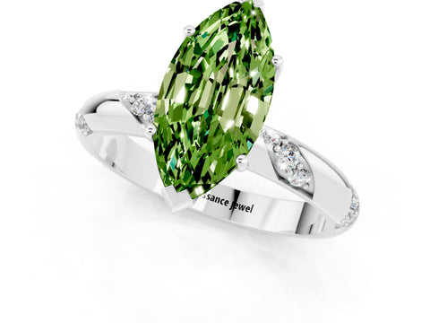 White gold Marquise Cut Solitaire Diamond Engagement Ring with Twisted Pave Band and Four-Prong Setting_1