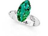 White gold Marquise Cut Solitaire Diamond Engagement Ring with Twisted Pave Band and Four-Prong Setting_1