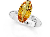 White gold Marquise Cut Solitaire Diamond Engagement Ring with Twisted Pave Band and Four-Prong Setting_1