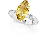 White gold Marquise Cut Solitaire Diamond Engagement Ring with Twisted Pave Band and Four-Prong Setting_1