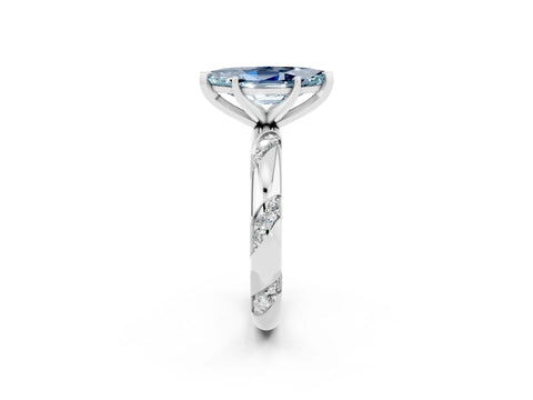 White gold Marquise Cut Solitaire Diamond Engagement Ring with Twisted Pave Band and Four-Prong Setting_2