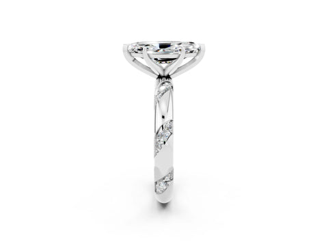 White gold Marquise Cut Solitaire Diamond Engagement Ring with Twisted Pave Band and Four-Prong Setting_2