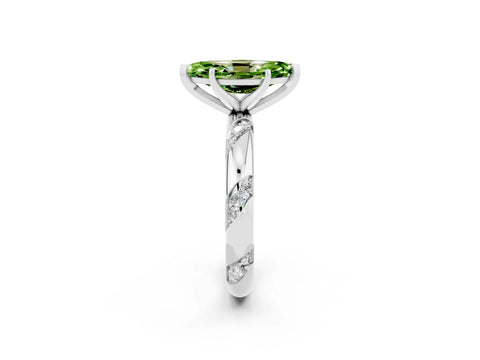 White gold Marquise Cut Solitaire Diamond Engagement Ring with Twisted Pave Band and Four-Prong Setting_2