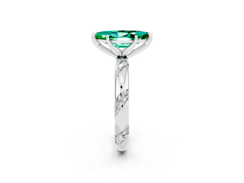 White gold Marquise Cut Solitaire Diamond Engagement Ring with Twisted Pave Band and Four-Prong Setting_2