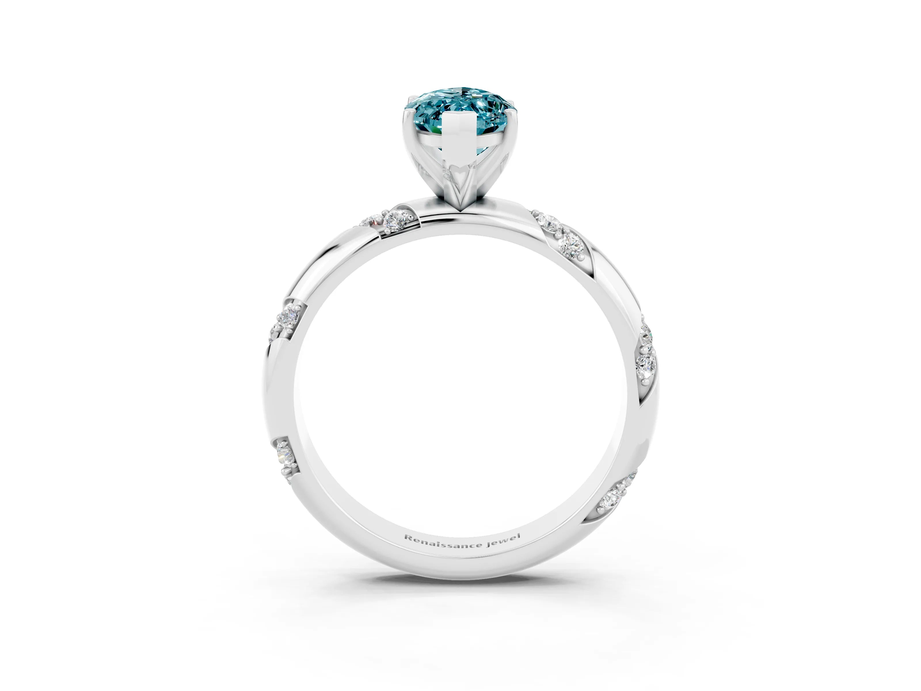 White gold Marquise Cut Solitaire Diamond Engagement Ring with Twisted Pave Band and Four-Prong Setting_3
