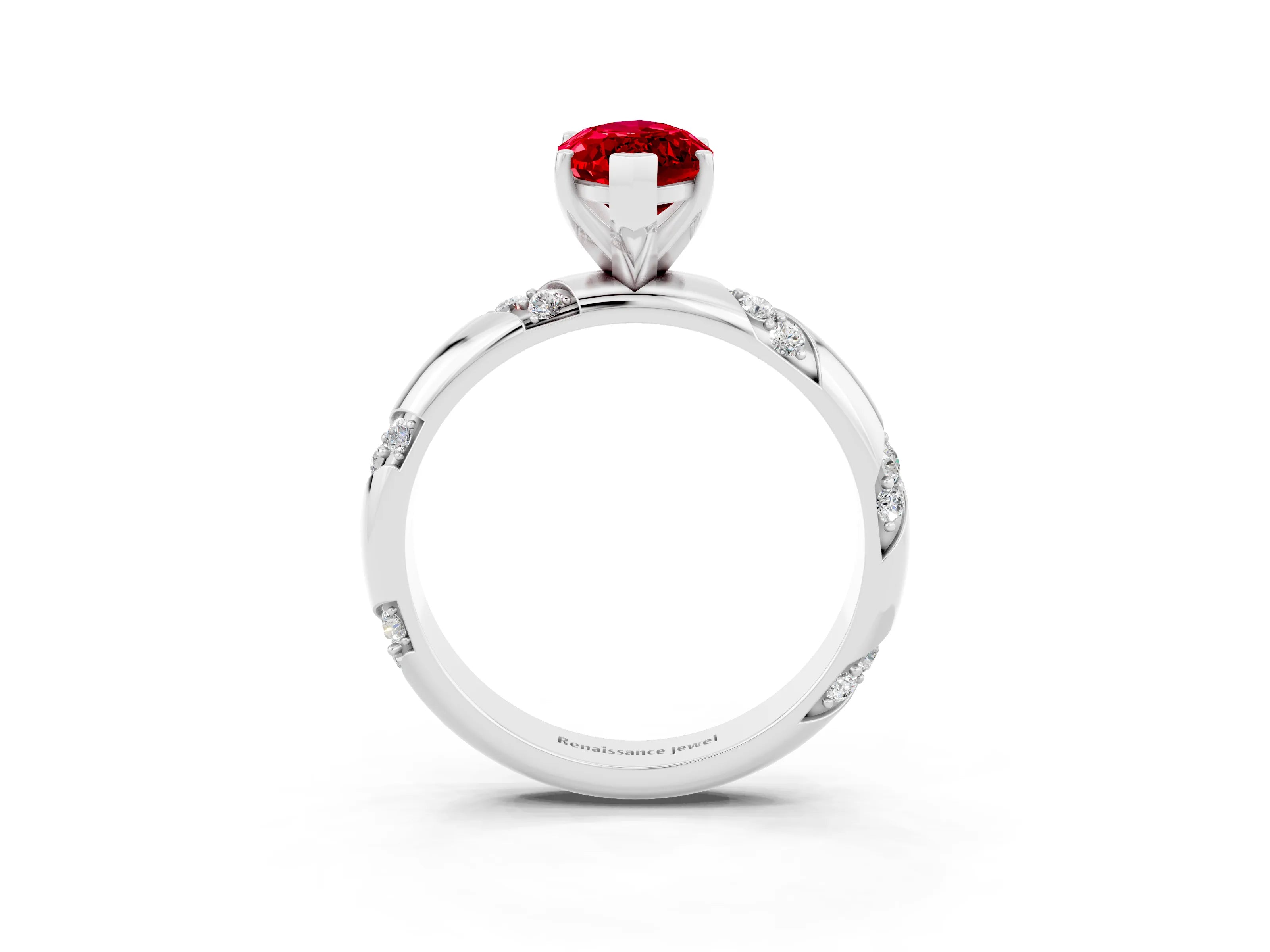 White gold Marquise Cut Solitaire Diamond Engagement Ring with Twisted Pave Band and Four-Prong Setting_3
