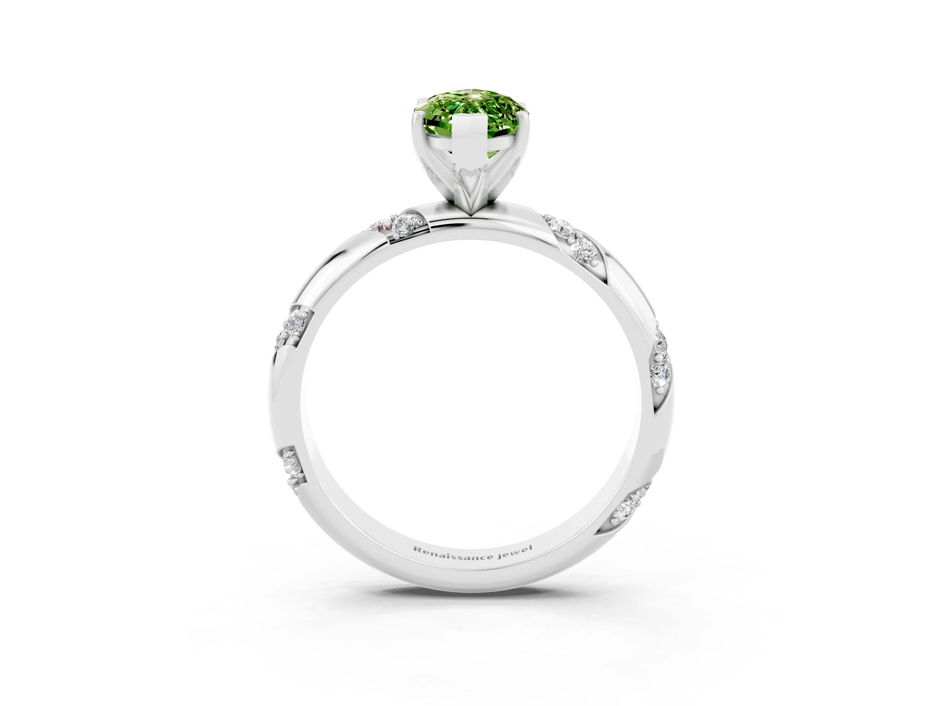 White gold Marquise Cut Solitaire Diamond Engagement Ring with Twisted Pave Band and Four-Prong Setting_3