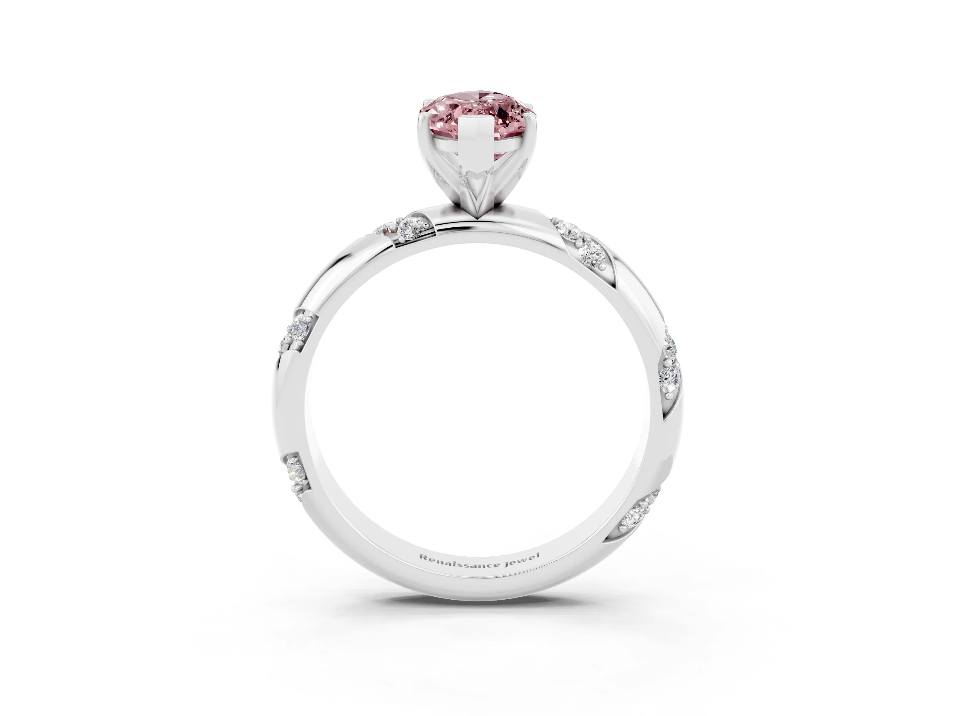 White gold Marquise Cut Solitaire Diamond Engagement Ring with Twisted Pave Band and Four-Prong Setting_3