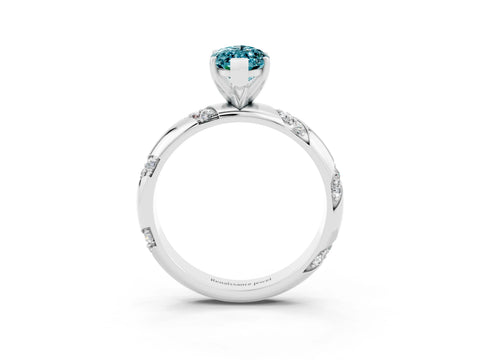 White gold Marquise Cut Solitaire Diamond Engagement Ring with Twisted Pave Band and Four-Prong Setting_3