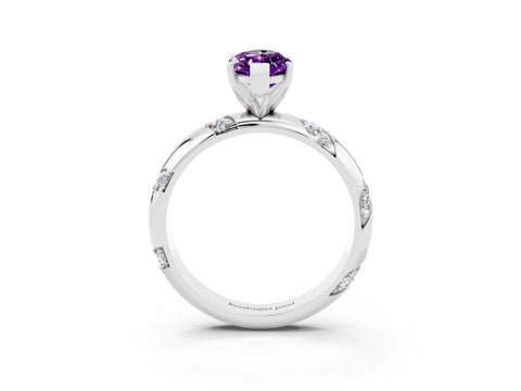 White gold Marquise Cut Solitaire Diamond Engagement Ring with Twisted Pave Band and Four-Prong Setting_3