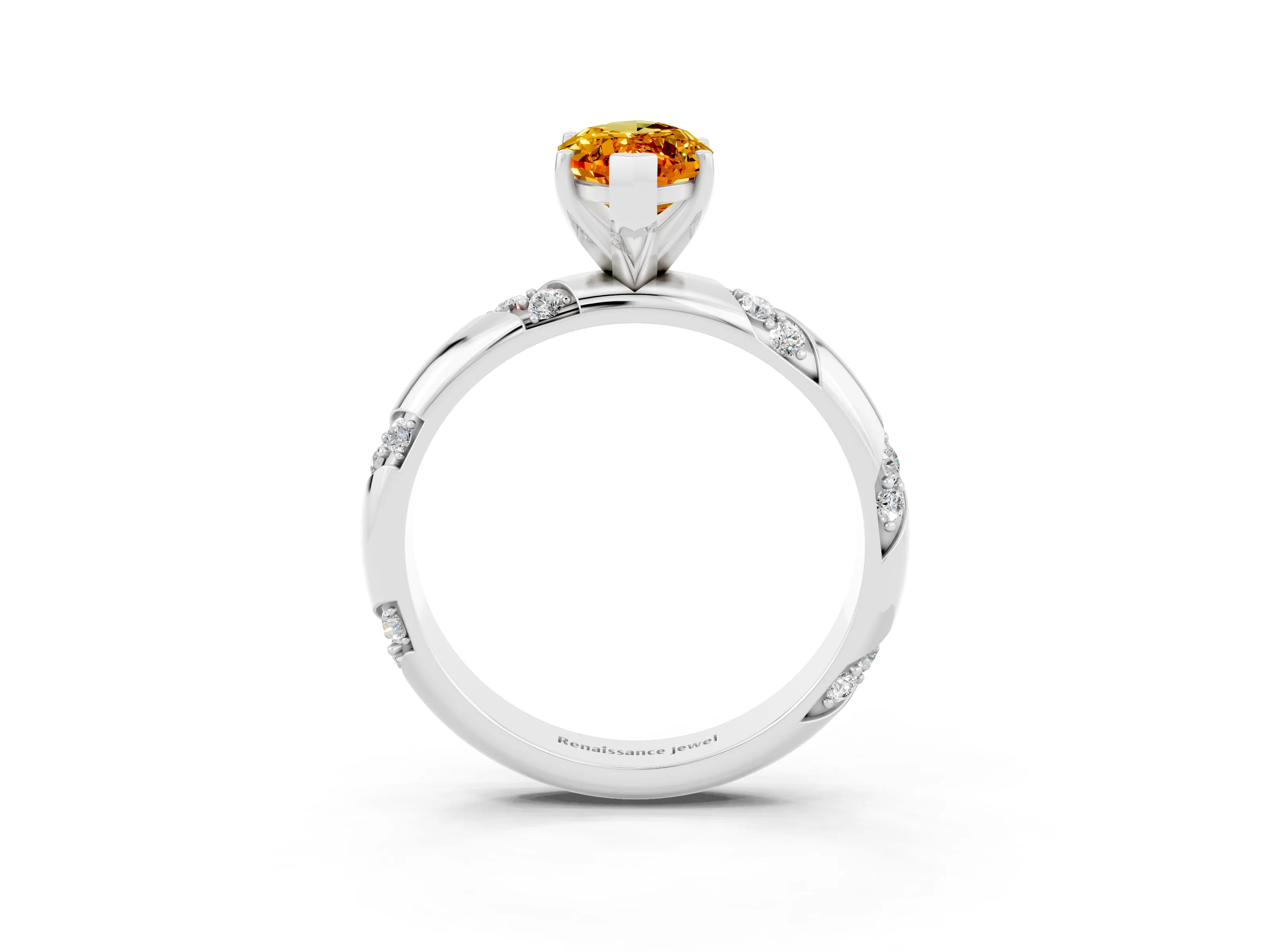White gold Marquise Cut Solitaire Diamond Engagement Ring with Twisted Pave Band and Four-Prong Setting_3