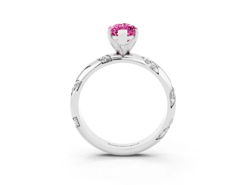 White gold Marquise Cut Solitaire Diamond Engagement Ring with Twisted Pave Band and Four-Prong Setting_3