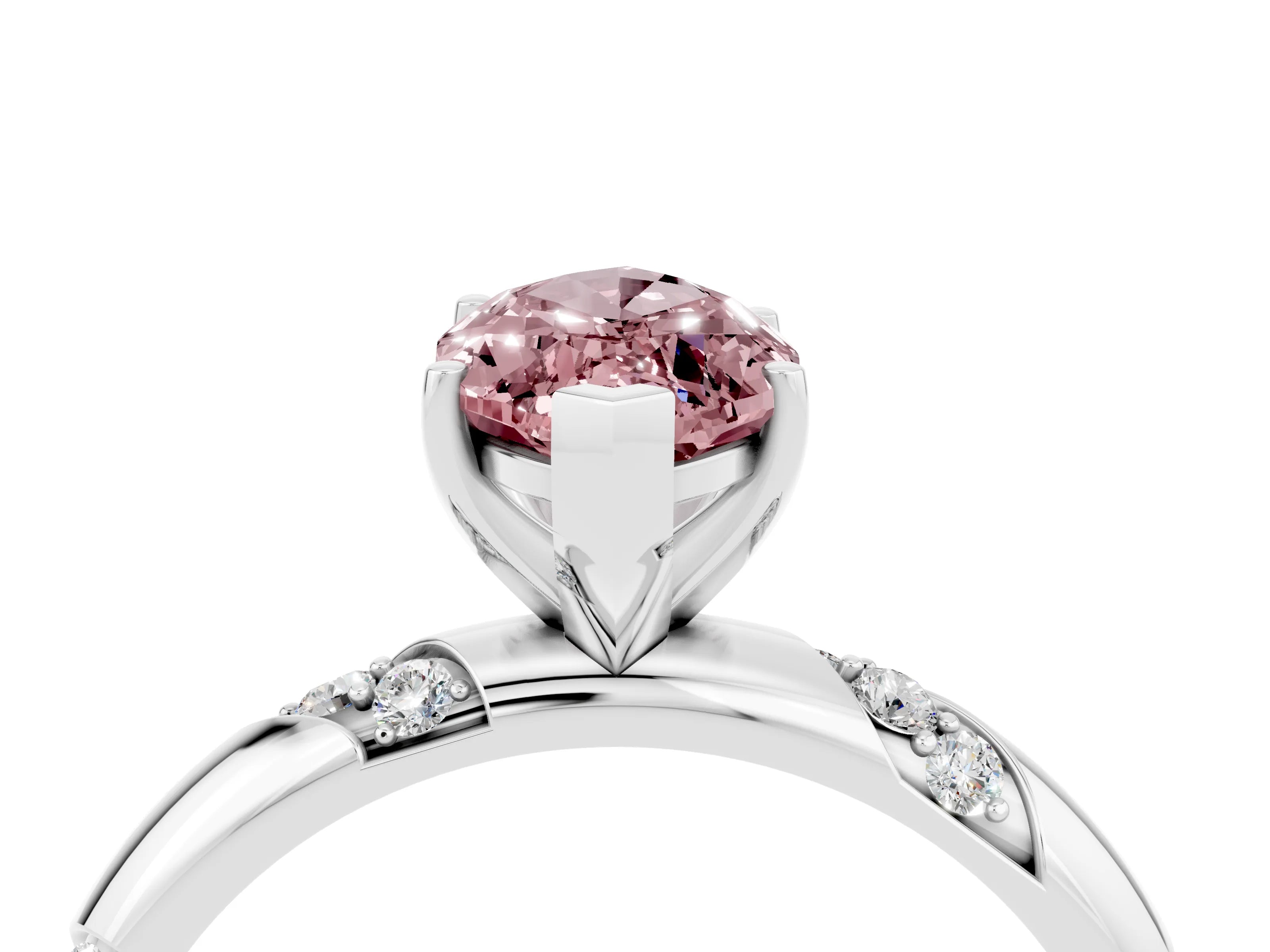 White gold Marquise Cut Solitaire Diamond Engagement Ring with Twisted Pave Band and Four-Prong Setting_4