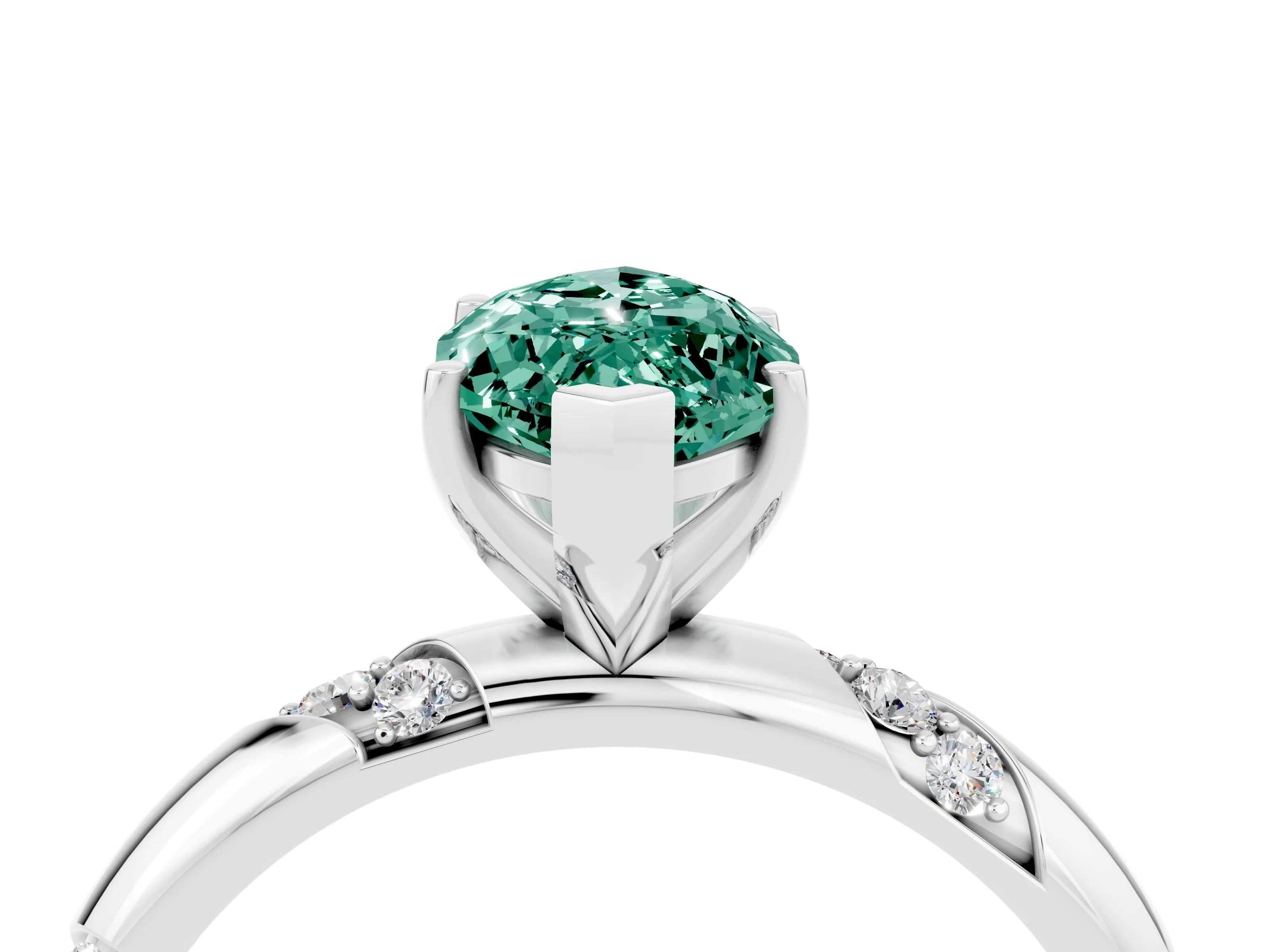 White gold Marquise Cut Solitaire Diamond Engagement Ring with Twisted Pave Band and Four-Prong Setting_4