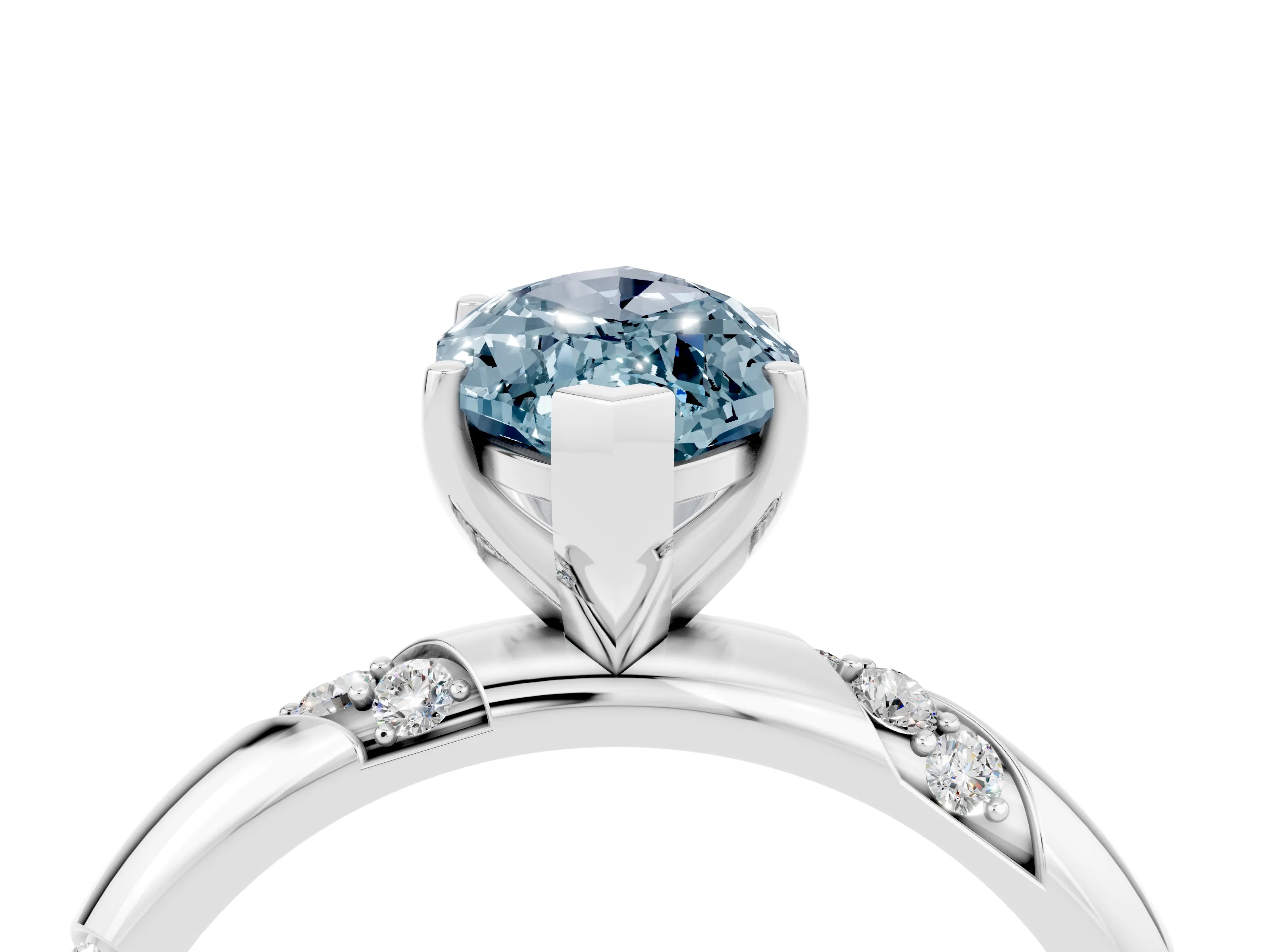 White gold Marquise Cut Solitaire Diamond Engagement Ring with Twisted Pave Band and Four-Prong Setting_4