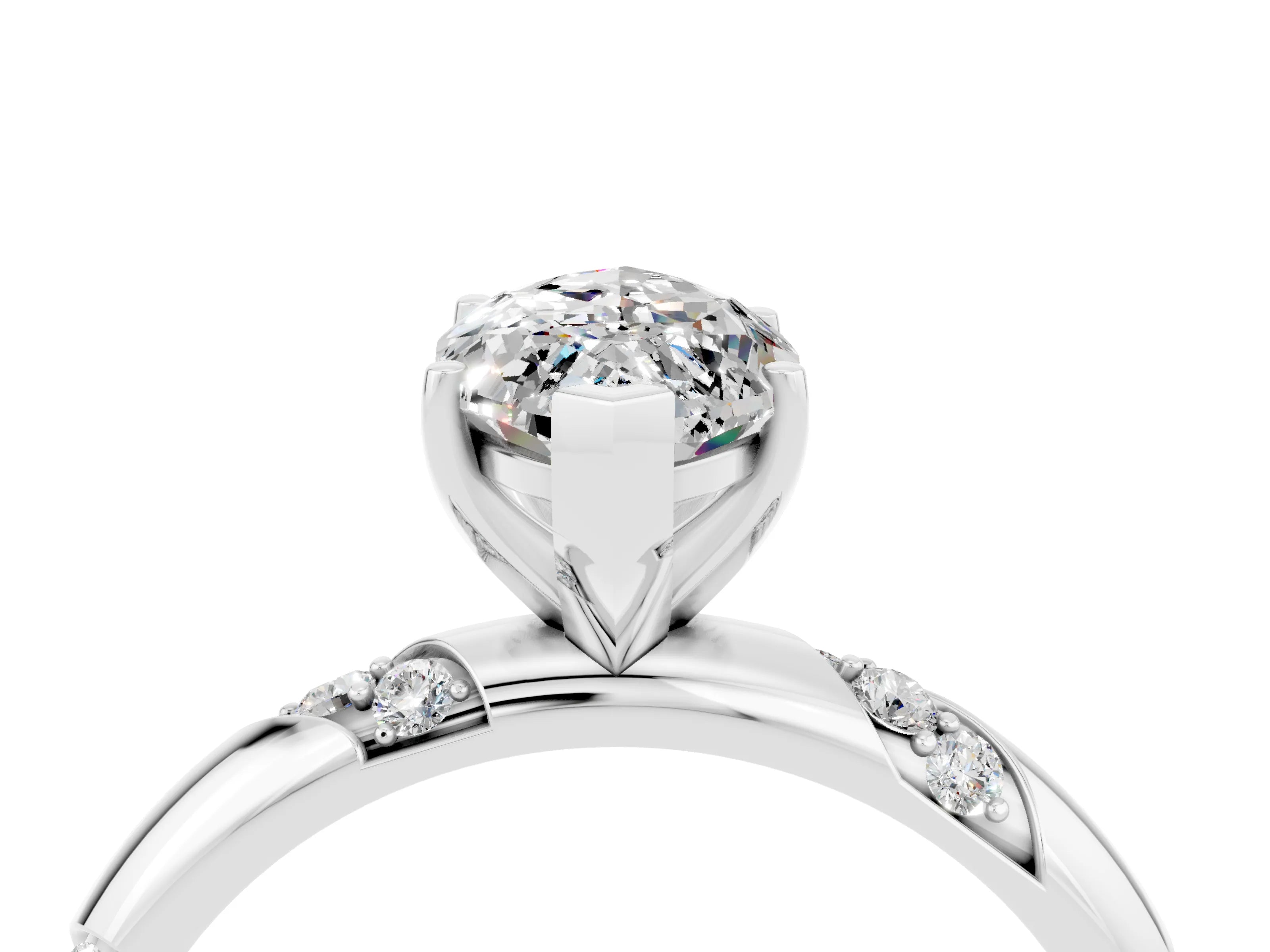 White gold Marquise Cut Solitaire Diamond Engagement Ring with Twisted Pave Band and Four-Prong Setting_4