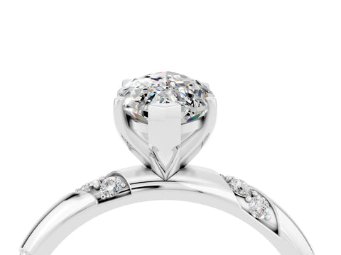 White gold Marquise Cut Solitaire Diamond Engagement Ring with Twisted Pave Band and Four-Prong Setting_4