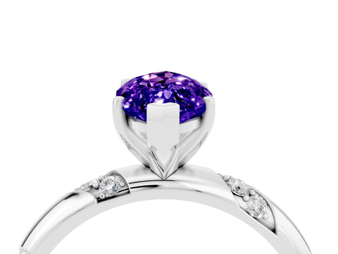 White gold Marquise Cut Solitaire Diamond Engagement Ring with Twisted Pave Band and Four-Prong Setting_4