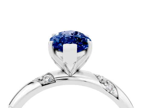 White gold Marquise Cut Solitaire Diamond Engagement Ring with Twisted Pave Band and Four-Prong Setting_4