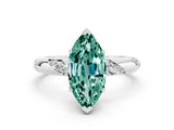 White gold Marquise Cut Solitaire Diamond Engagement Ring with Twisted Pave Band and Four-Prong Setting