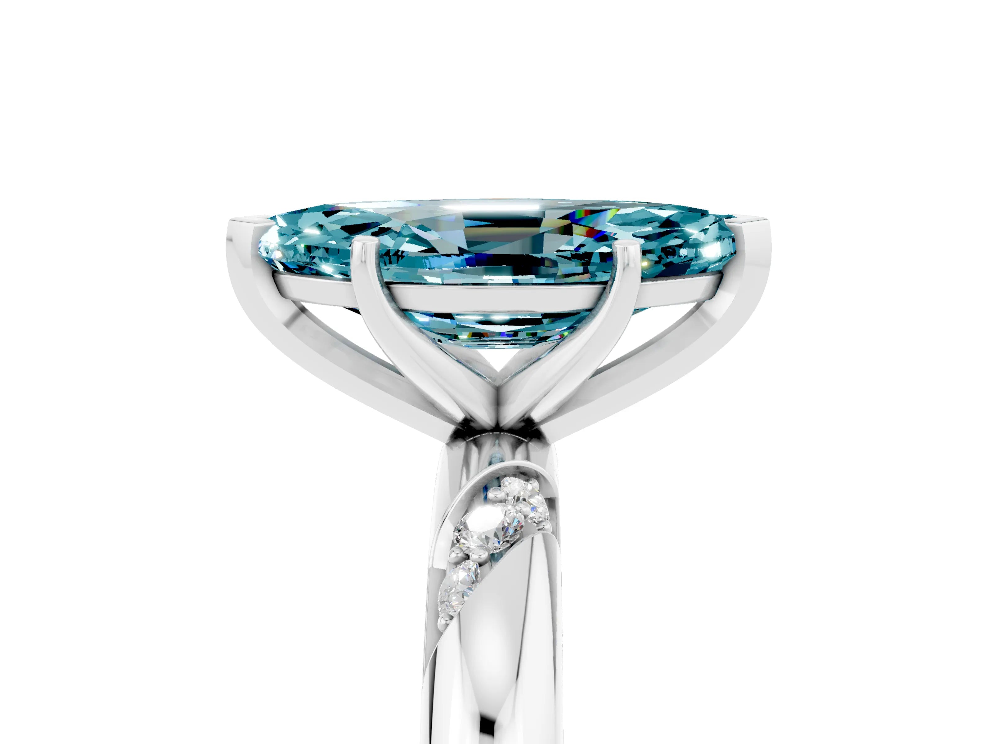 White gold Marquise Cut Solitaire Diamond Engagement Ring with Twisted Pave Band and Four-Prong Setting_5