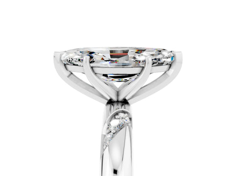 White gold Marquise Cut Solitaire Diamond Engagement Ring with Twisted Pave Band and Four-Prong Setting_5